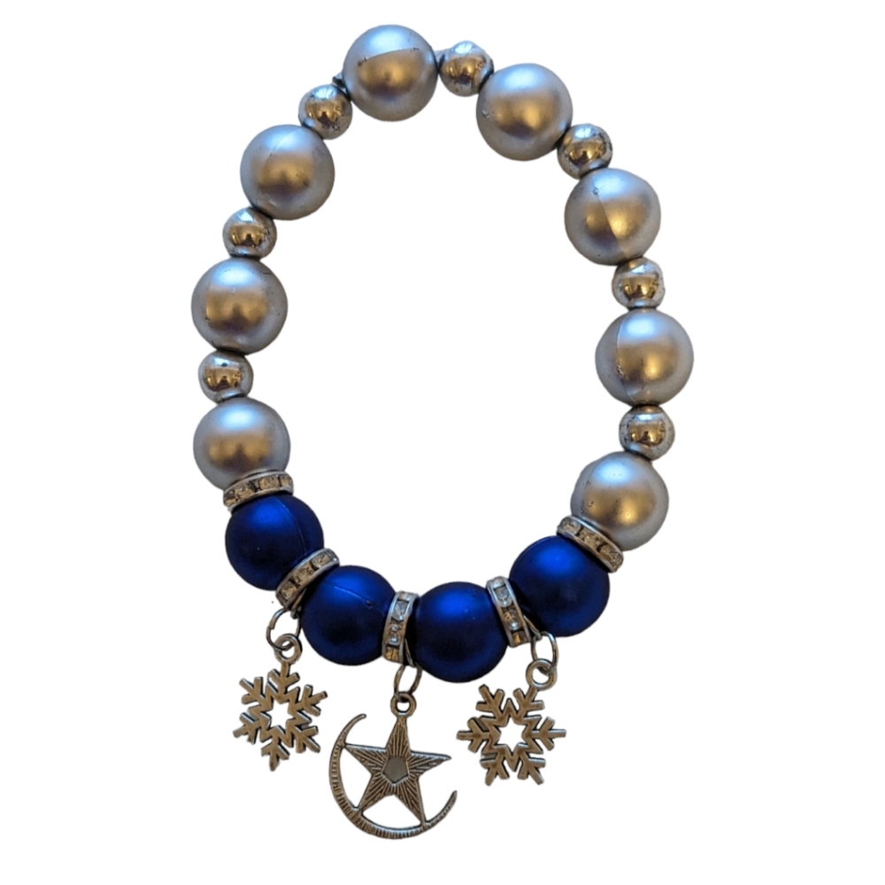 *New*Christmas Bracelet Holiday Festive Royal Blue Rhinestones Perfect Gifts